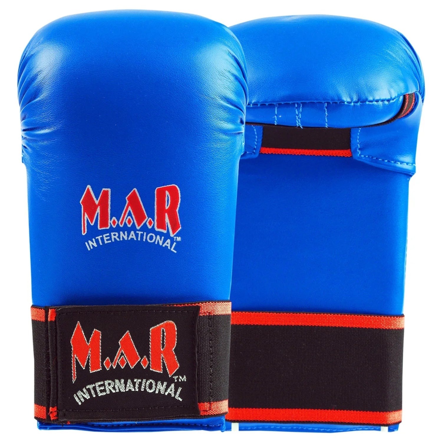 MAR-141B | Blue Karate Gloves w/ Moulded Padding - Compact Gloves