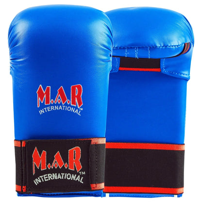 MAR-141B | Blue Karate Gloves w/ Moulded Padding - Compact Gloves