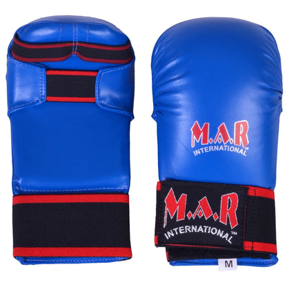 MAR-142A | Blue Karate Gloves w/ Moulded Padding - Compact Gloves