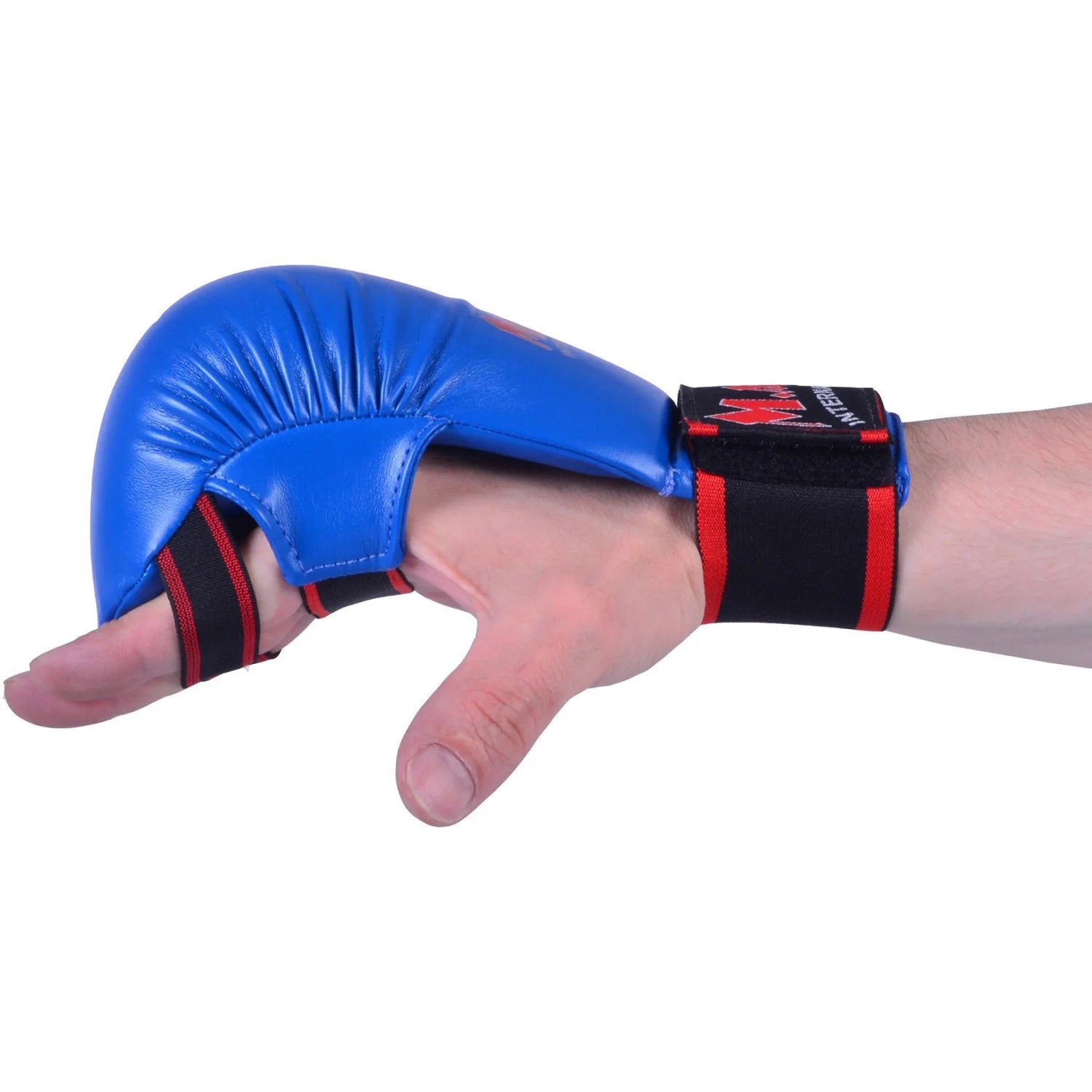 MAR-142A | Blue Karate Gloves w/ Moulded Padding - Compact Gloves