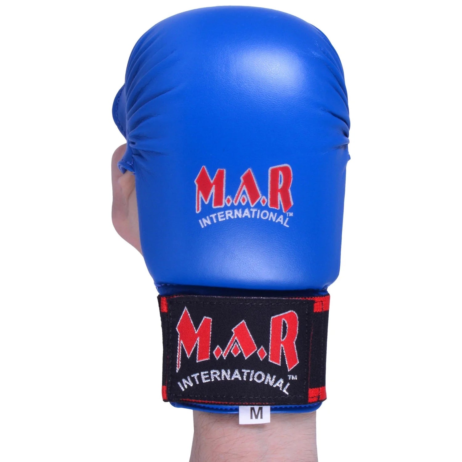 MAR-142A | Blue Karate Gloves w/ Moulded Padding - Compact Gloves
