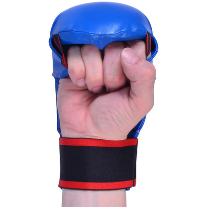 MAR-142A | Blue Karate Gloves w/ Moulded Padding - Compact Gloves