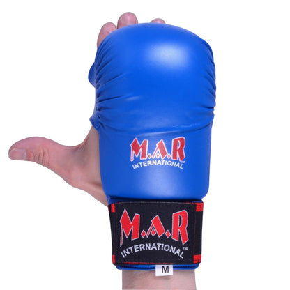MAR-142A | Blue Karate Gloves w/ Moulded Padding - Compact Gloves
