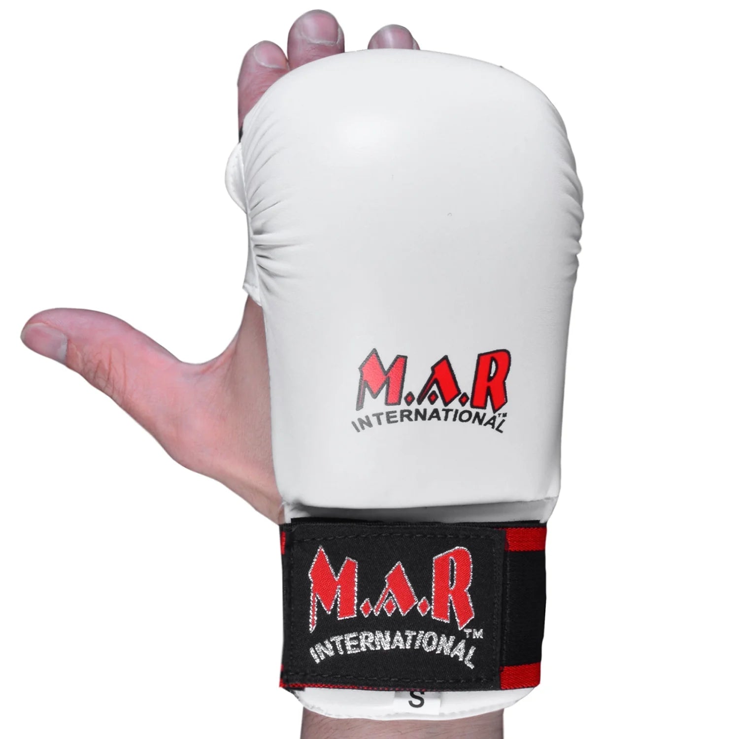 MAR-142C | White Karate Gloves w/ Moulded Padding - Compact Gloves