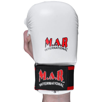 MAR-142C | White Karate Gloves w/ Moulded Padding - Compact Gloves