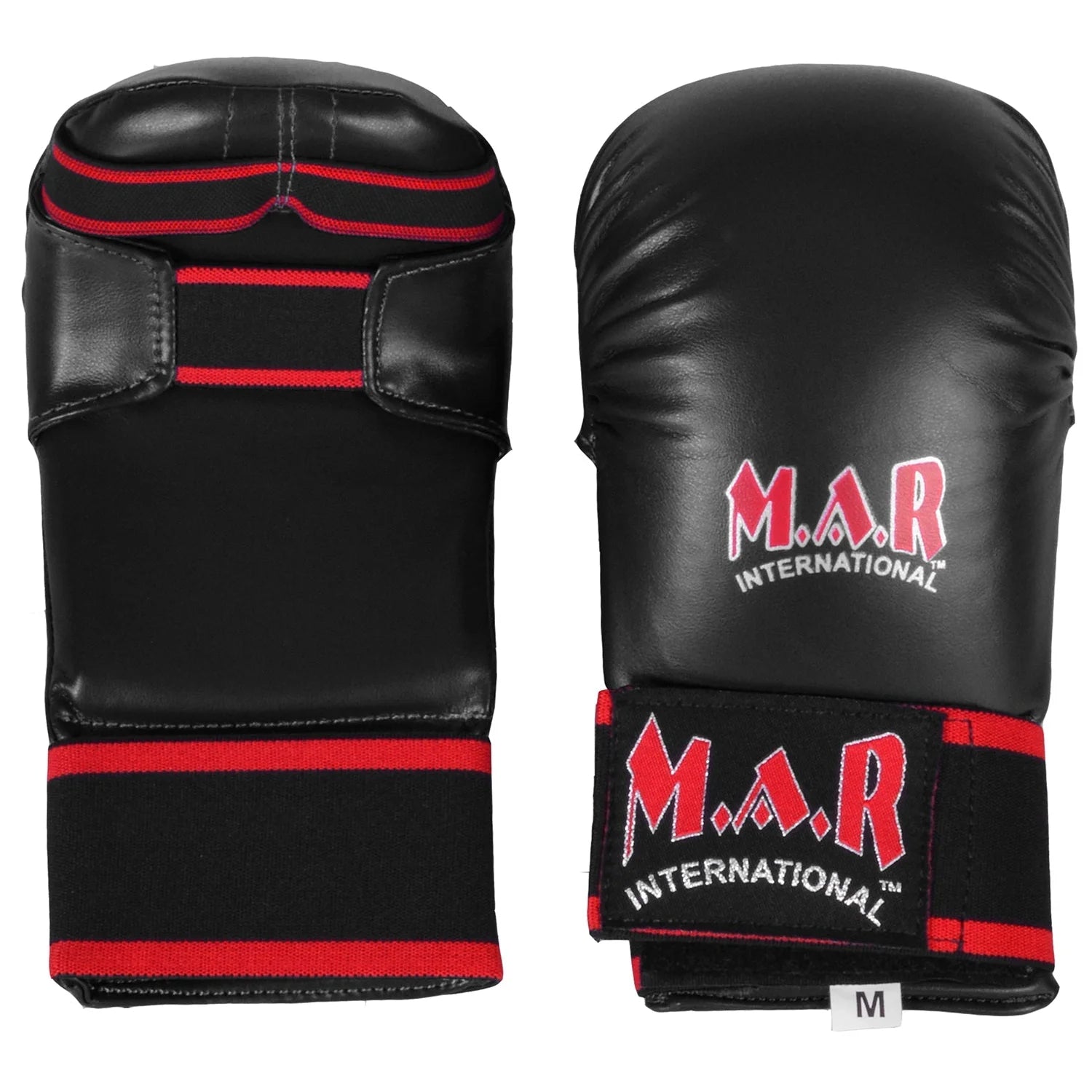 MAR-142D | Black Karate Gloves w/ Moulded Padding - Compact Gloves
