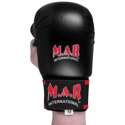 MAR-142D | Black Karate Gloves w/ Moulded Padding - Compact Gloves