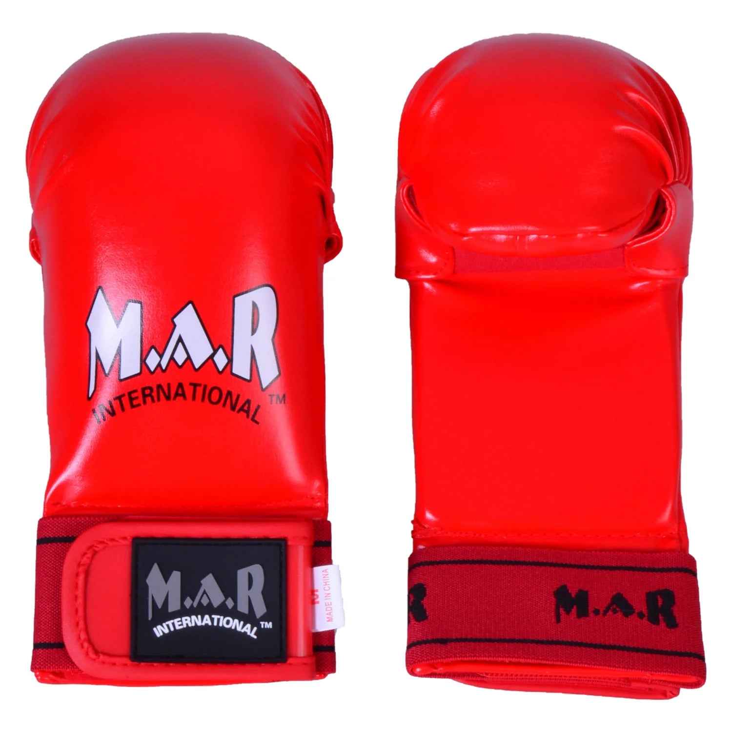 MAR-142F | Red Karate Gloves w/ Arched Moulded Padding - Compact Gloves