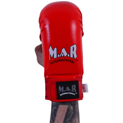 MAR-142F | Red Karate Gloves w/ Arched Moulded Padding - Compact Gloves