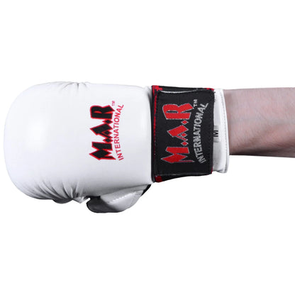 MAR-143C | White Karate Gloves w/ Padded Thumb - Compact Gloves
