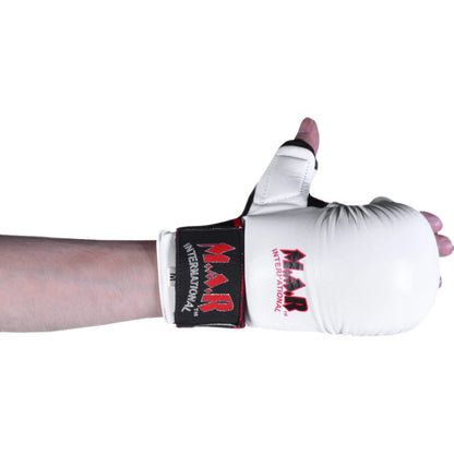 MAR-143C | White Karate Gloves w/ Padded Thumb - Compact Gloves