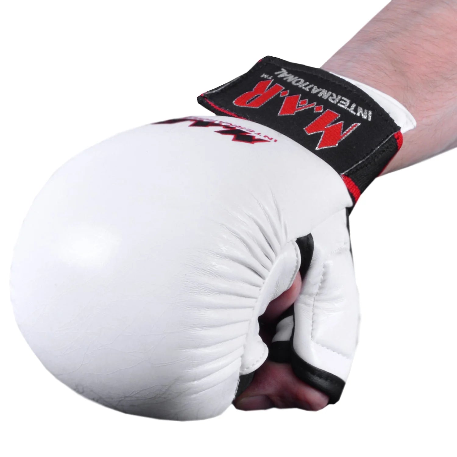 MAR-143C | White Karate Gloves w/ Padded Thumb - Compact Gloves