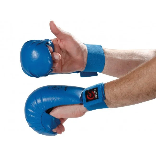 MAR-143E | WKF Approved Blue Karate Mitts - Compact Gloves