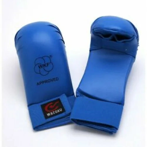 MAR-143E | WKF Approved Blue Karate Mitts - Compact Gloves