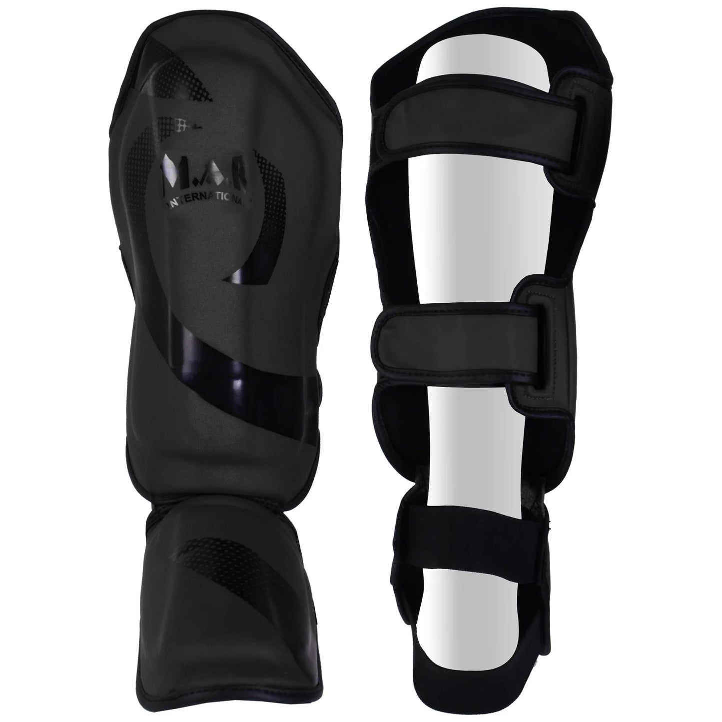 MAR-148D | Black Kickboxing & Thai Boxing Shin & Instep Guards - Pads