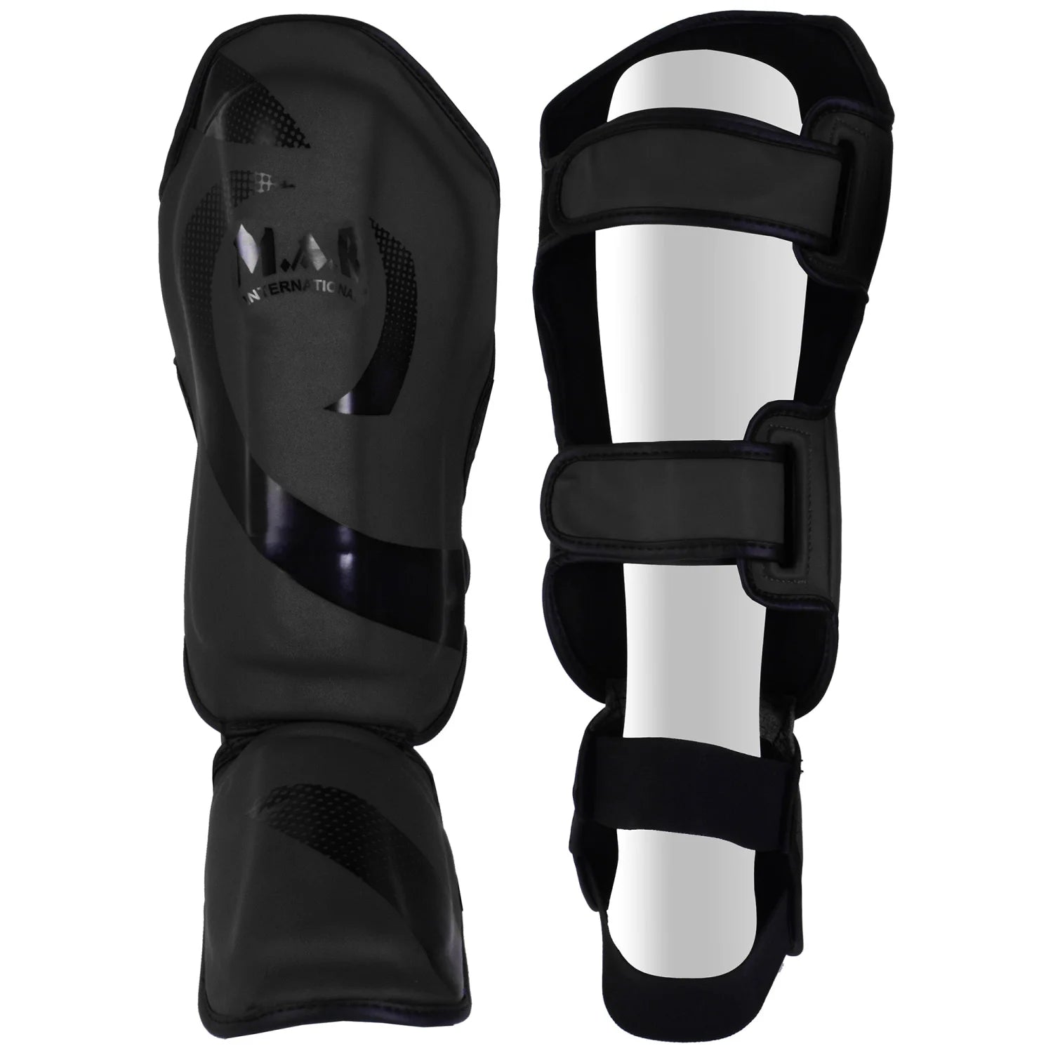 MAR-148D | Black Kickboxing & Thai Boxing Shin & Instep Guards - Pads