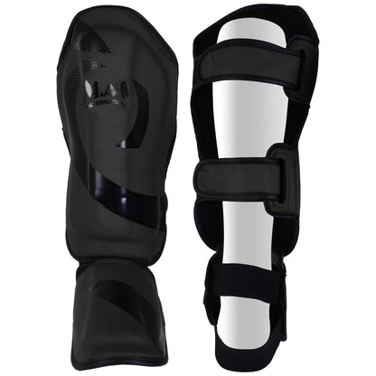 MAR-148D | Black Kickboxing & Thai Boxing Shin & Instep Guards - Pads