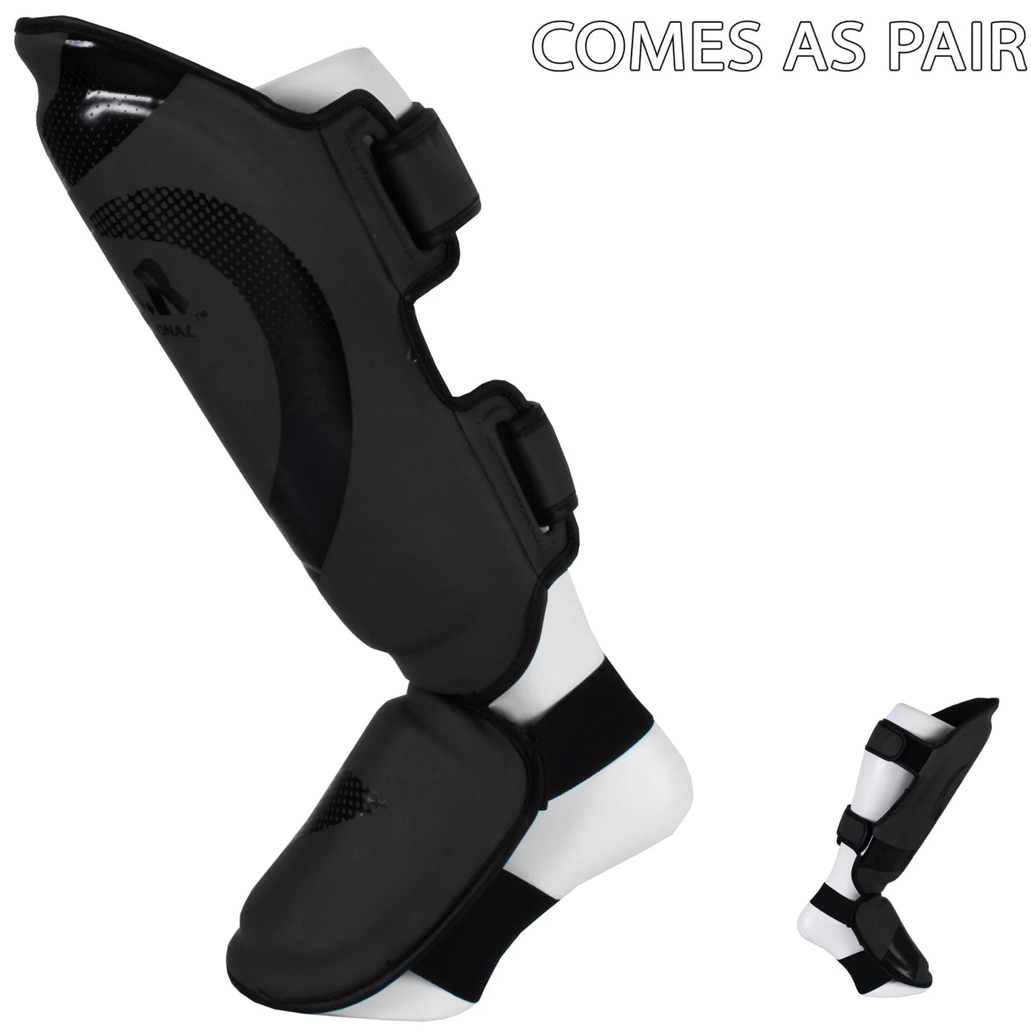 MAR-148D | Black Kickboxing & Thai Boxing Shin & Instep Guards - Pads