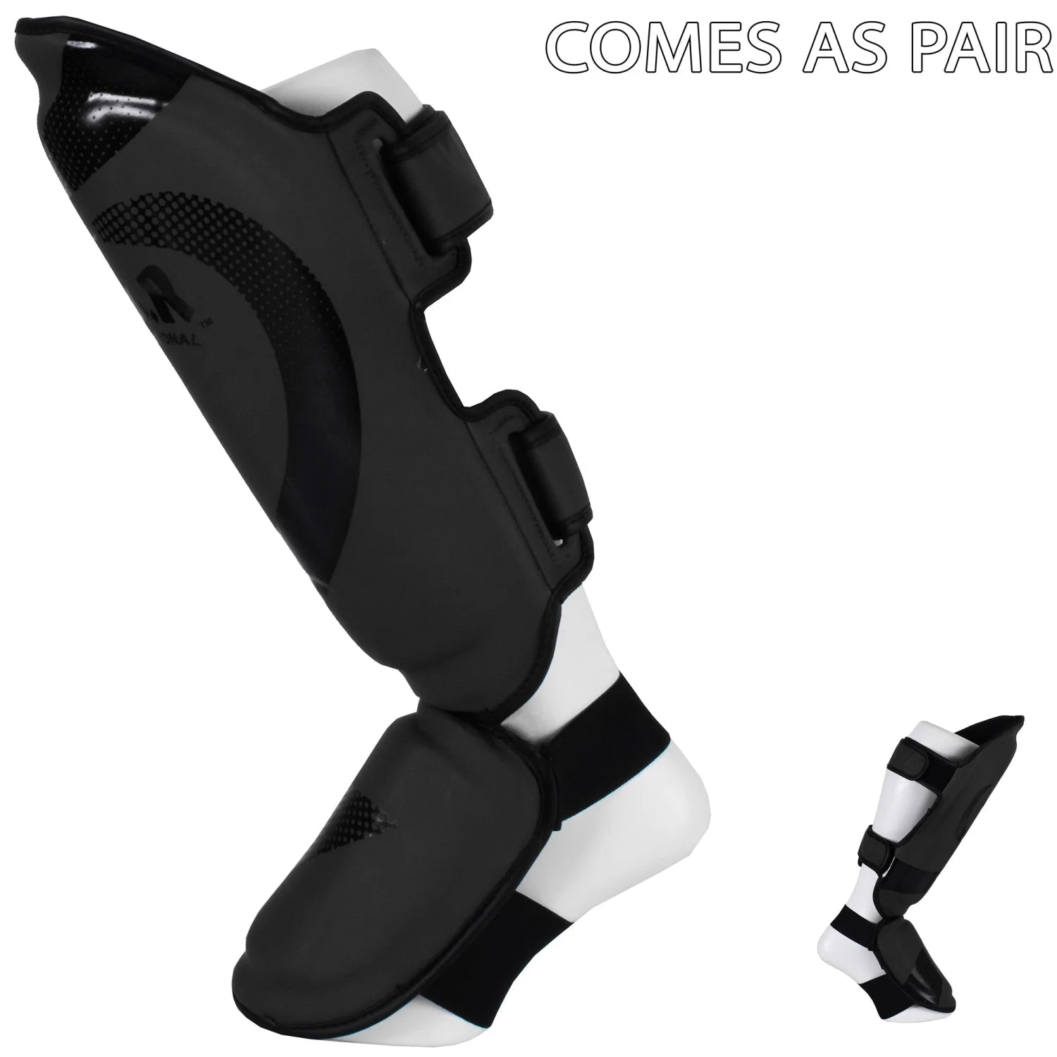 MAR-148D | Black Kickboxing & Thai Boxing Shin & Instep Guards - Pads