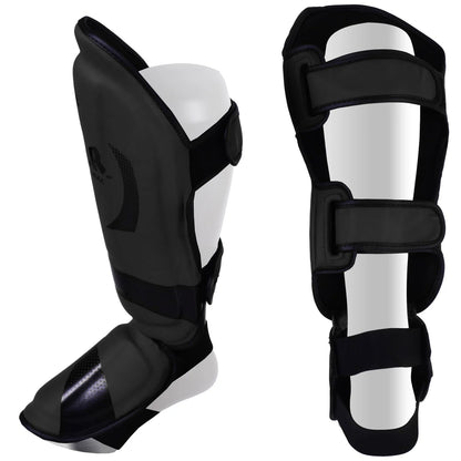 MAR-148D | Black Kickboxing & Thai Boxing Shin & Instep Guards - Pads