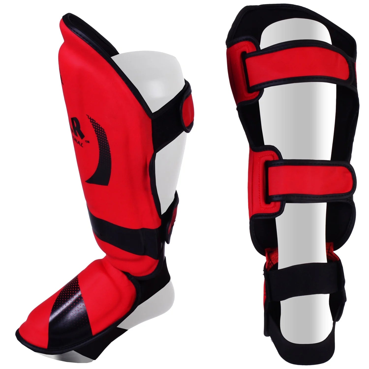 MAR-148E | Red Kickboxing & Thai Boxing Shin & Instep Guards - Pads