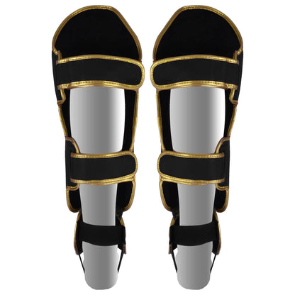 MAR-148G | Black & Gold Kickboxing/Thai Boxing Shin & Instep Guards - Pads