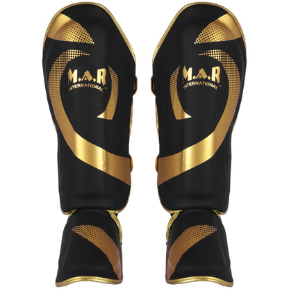 MAR-148G | Black & Gold Kickboxing/Thai Boxing Shin & Instep Guards - Pads
