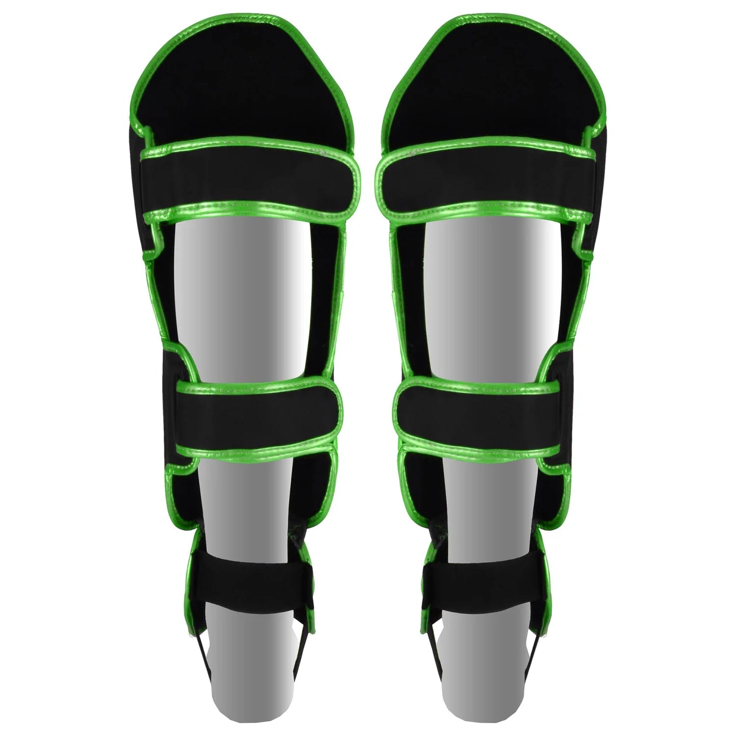 MAR-148H | Black & Green Kickboxing/Thai Boxing Shin & Instep Guards - Pads