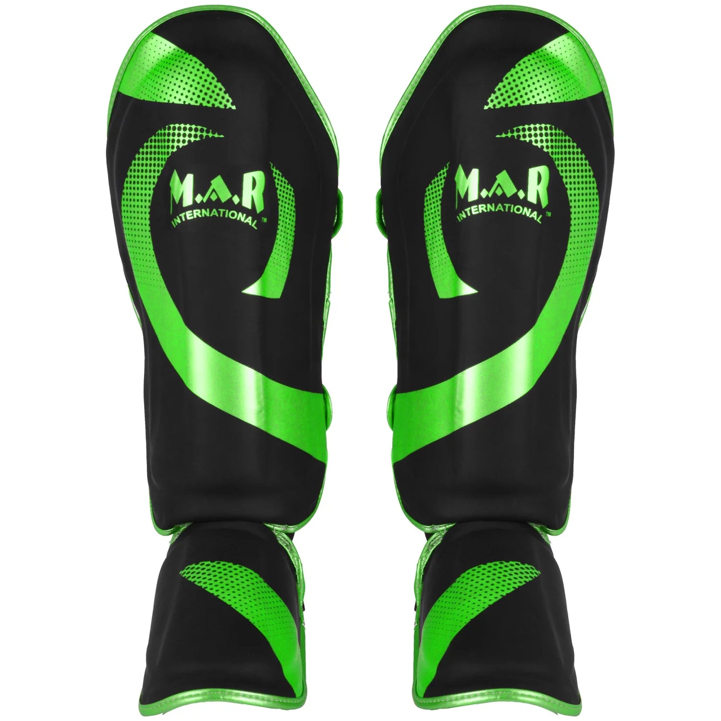 MAR-148H | Black & Green Kickboxing/Thai Boxing Shin & Instep Guards - Pads
