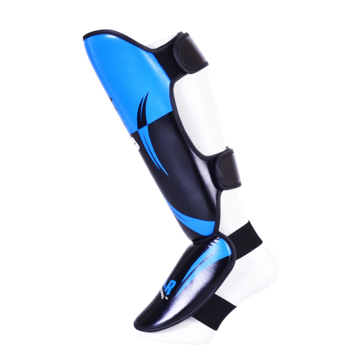 MAR-148J | Blue Shin & Instep Guards Lightweight Microfiber Leather Pads - Pads