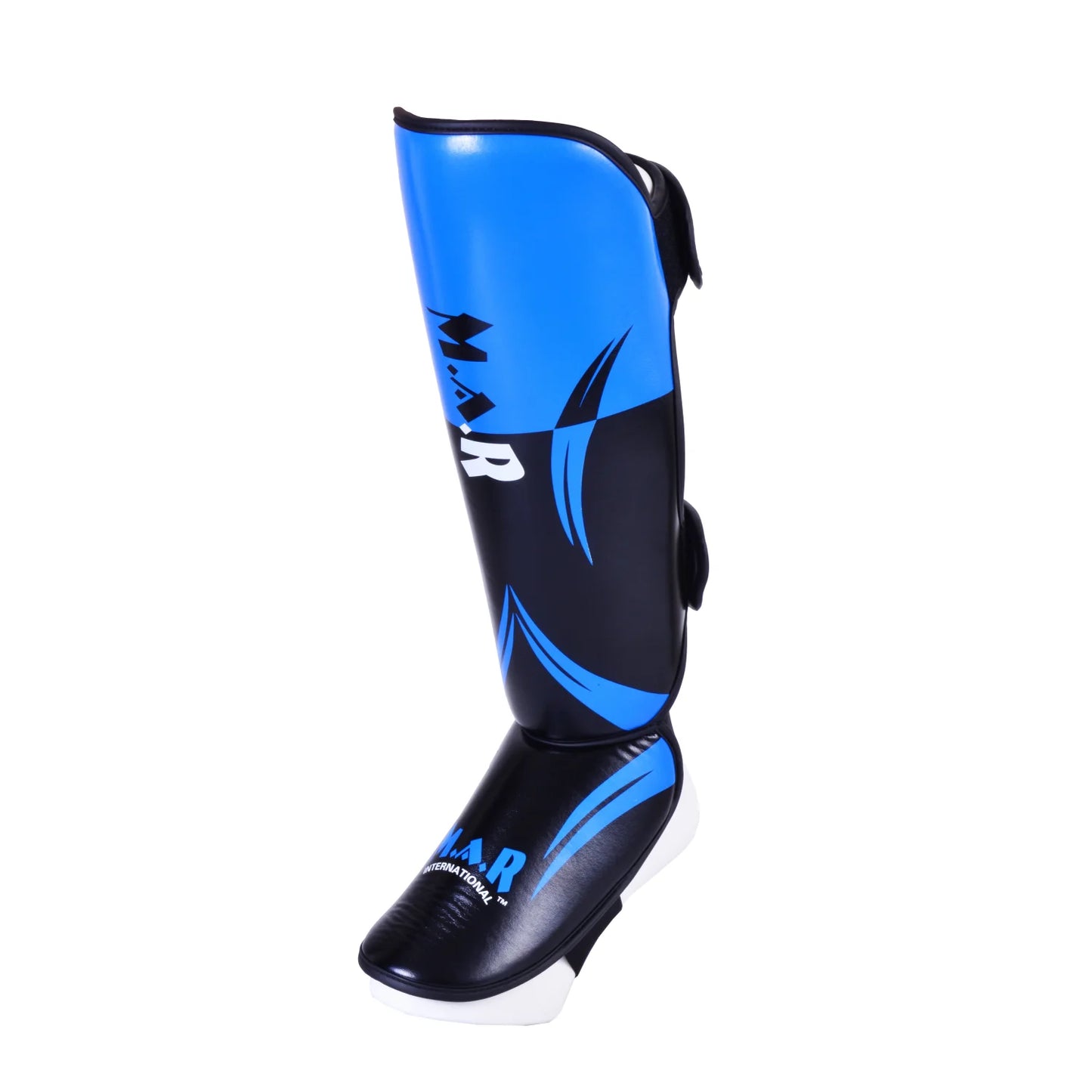 MAR-148J | Blue Shin & Instep Guards Lightweight Microfiber Leather Pads - Pads
