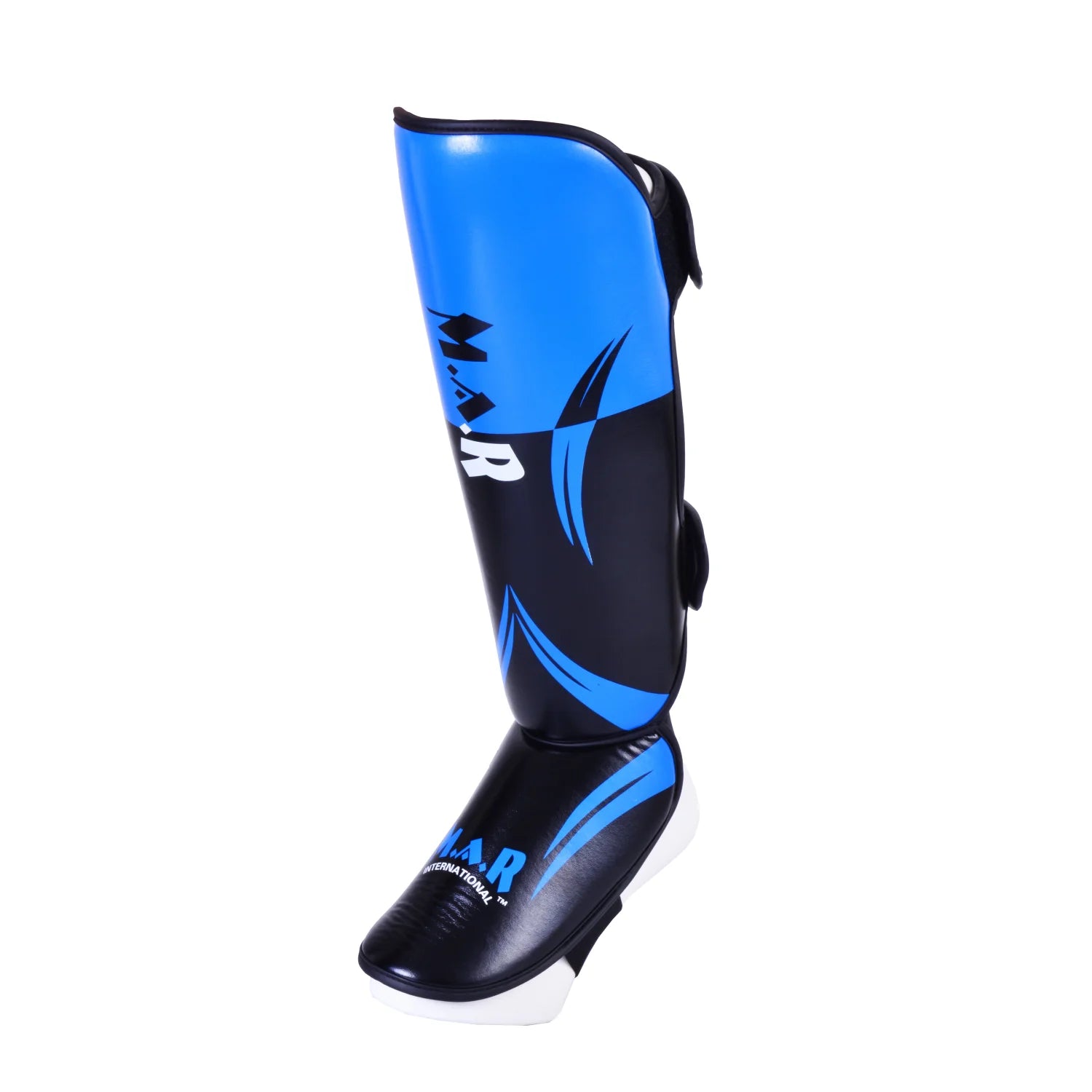 MAR-148J | Blue Shin & Instep Guards Lightweight Microfiber Leather Pads - Pads