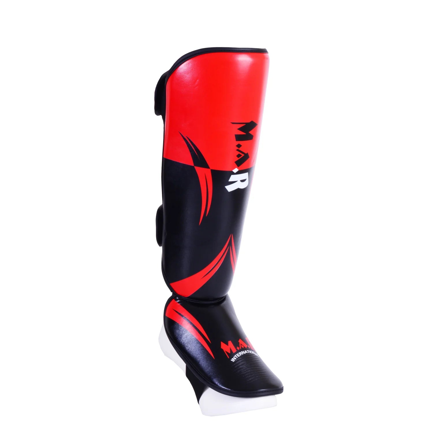 MAR-148K | Red Shin & Instep Guards Lightweight Microfiber Leather Pads - Pads