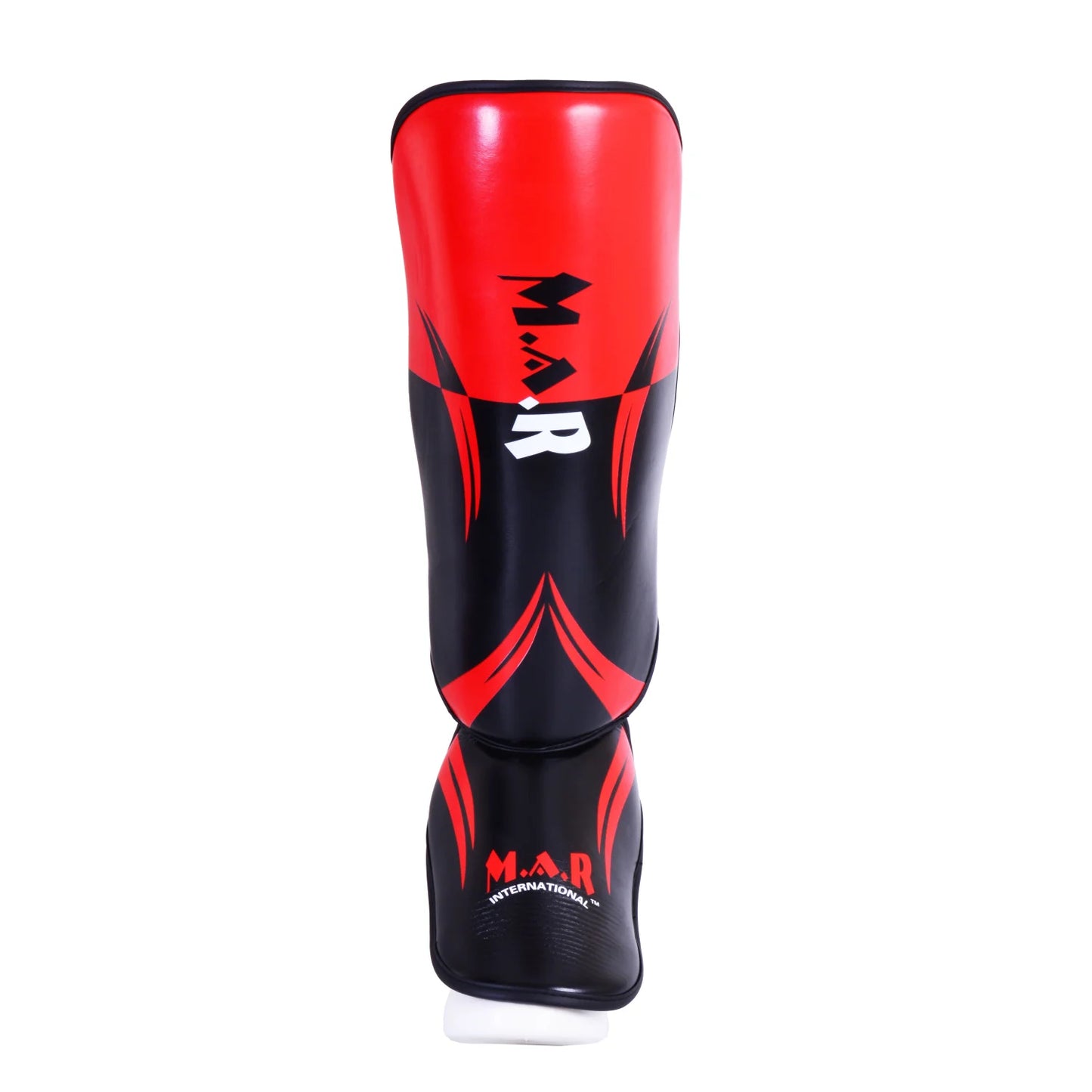 MAR-148K | Red Shin & Instep Guards Lightweight Microfiber Leather Pads - Pads