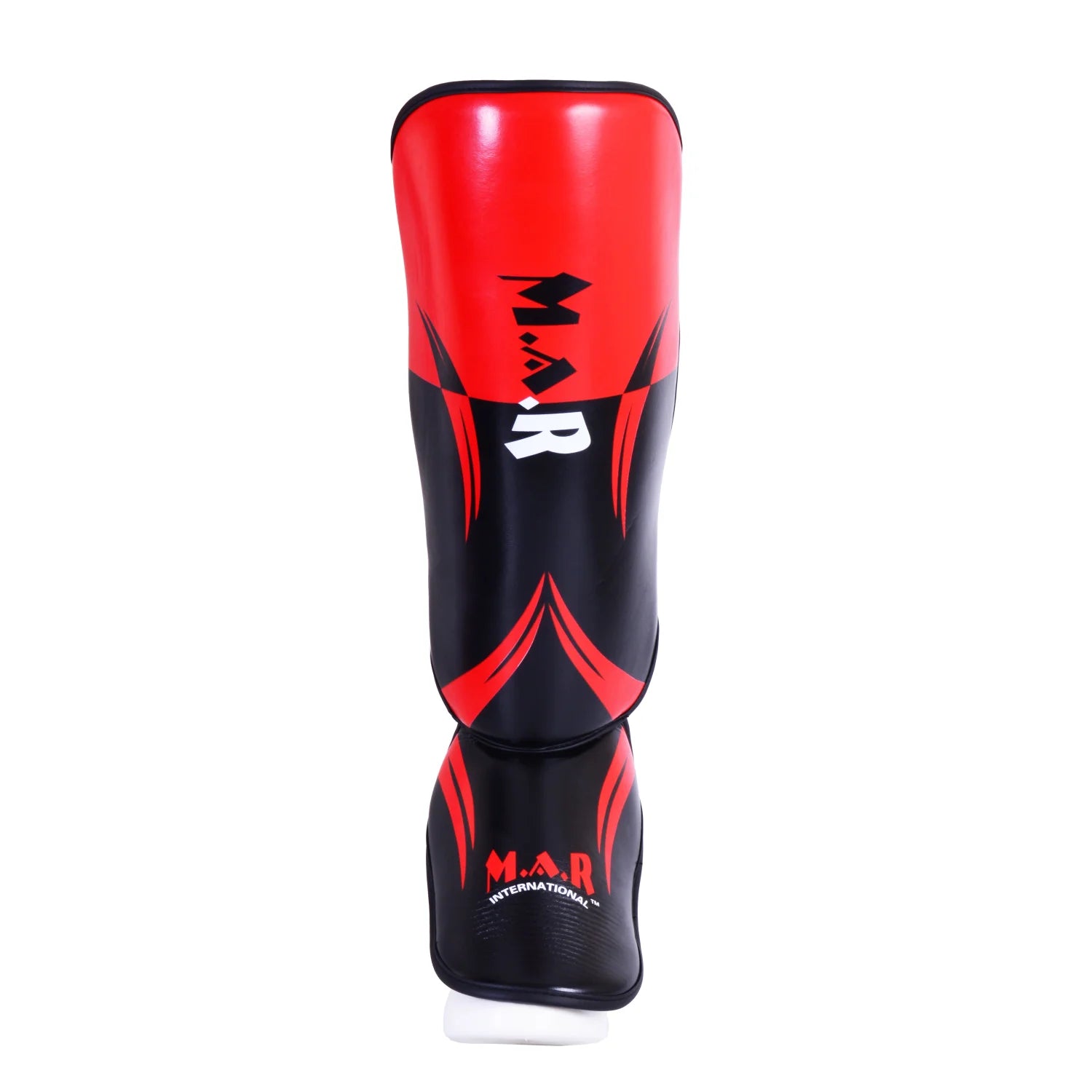 MAR-148K | Red Shin & Instep Guards Lightweight Microfiber Leather Pads - Pads