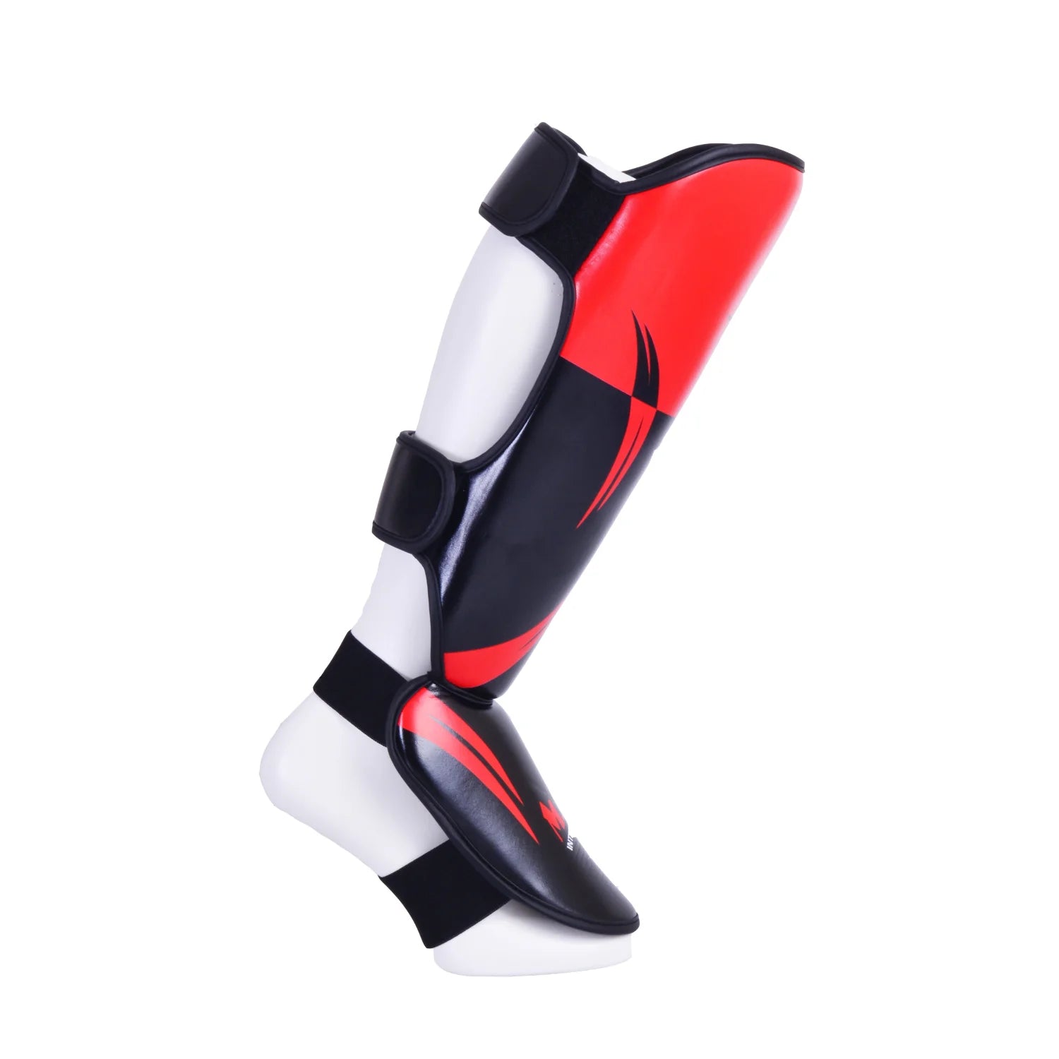 MAR-148K | Red Shin & Instep Guards Lightweight Microfiber Leather Pads - Pads