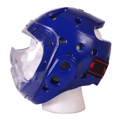 MAR-160H | WKF Style Karate Blue Head Guard with Mask - Head Guard