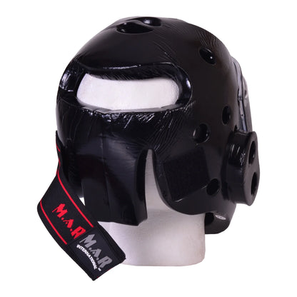 MAR-160I | WKF Style Karate Black Head Guard with Mask - Head Guard
