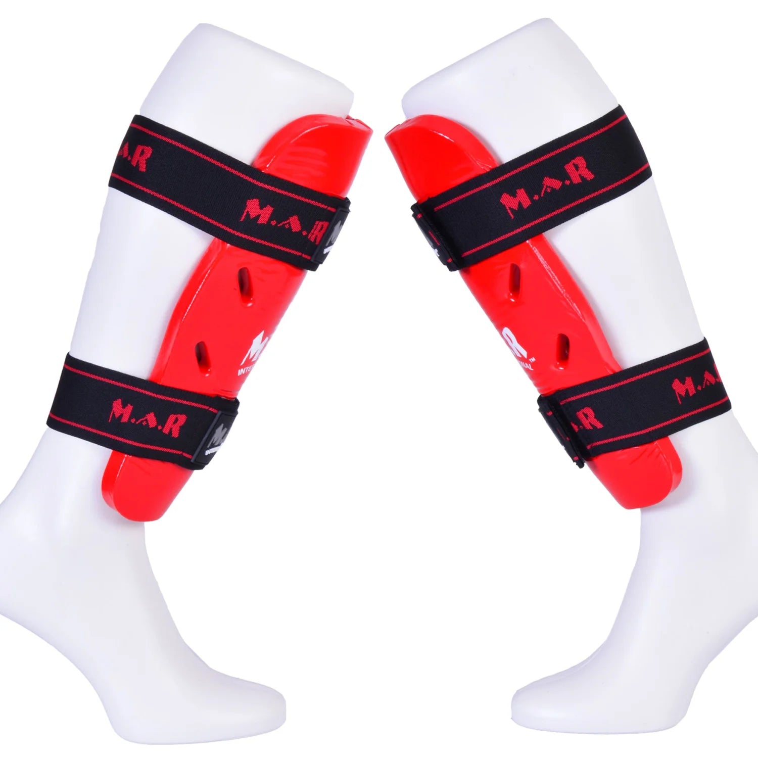 MAR-162A | Red Dipped Foam Martial Arts Shin Guard - Pads