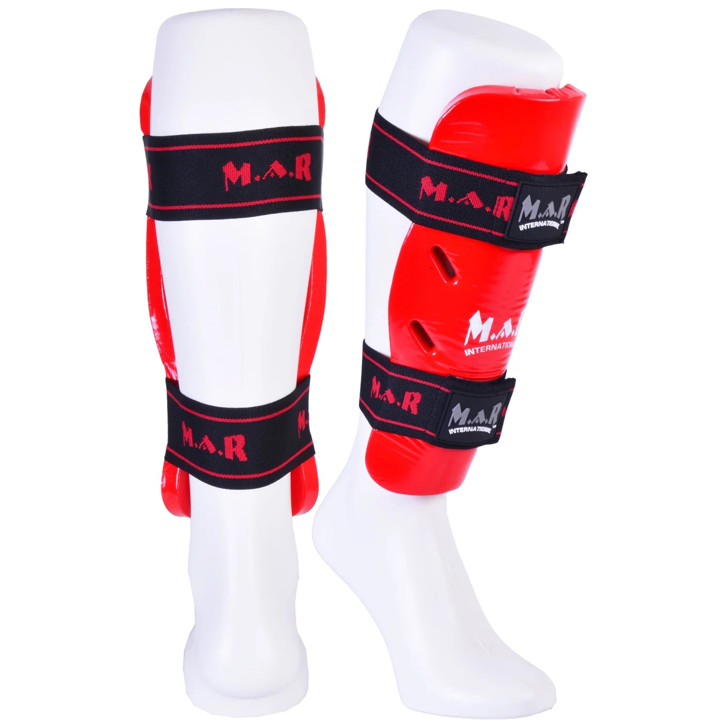 MAR-162A | Red Dipped Foam Martial Arts Shin Guard - Pads