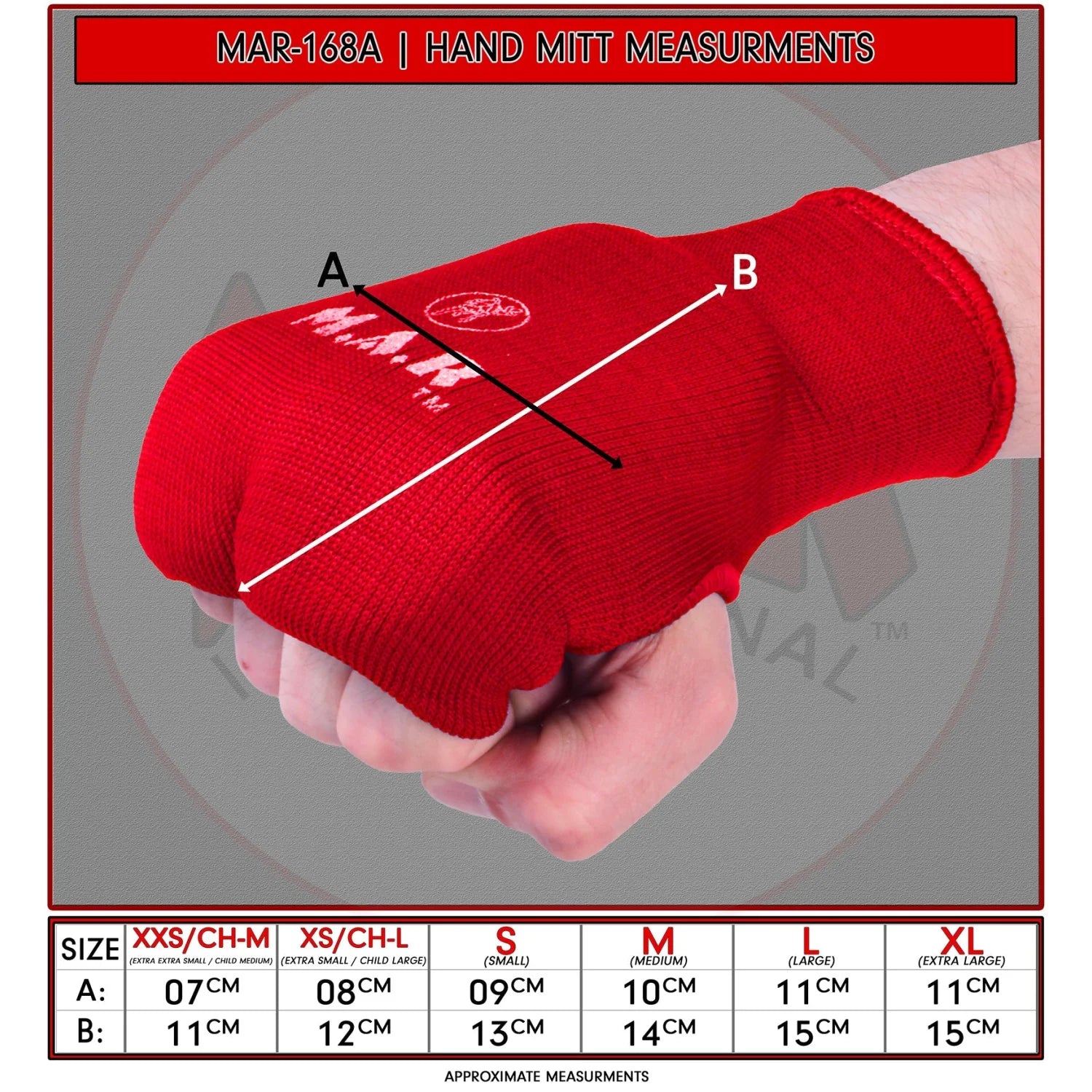 MAR-168C | Red Elasticated Fabric Mitts For Hand Protection - Small Accessories