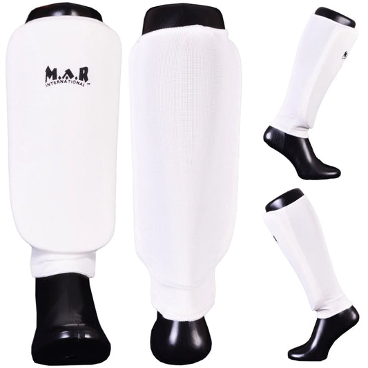 MAR-170A | White Elasticated Fabric Shin Guard For Shin Protection - Small Accessories