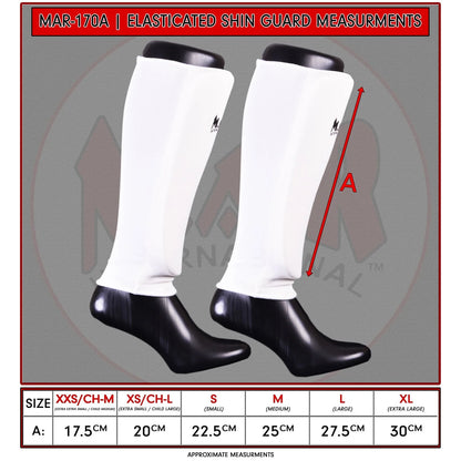 MAR-170A | White Elasticated Fabric Shin Guard For Shin Protection - Small Accessories