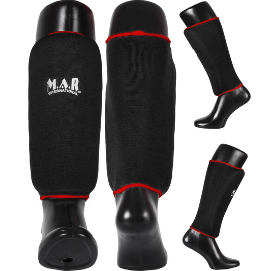 MAR-170B | Black Elasticated Fabric Shin Guard For Shin Protection - Small Accessories
