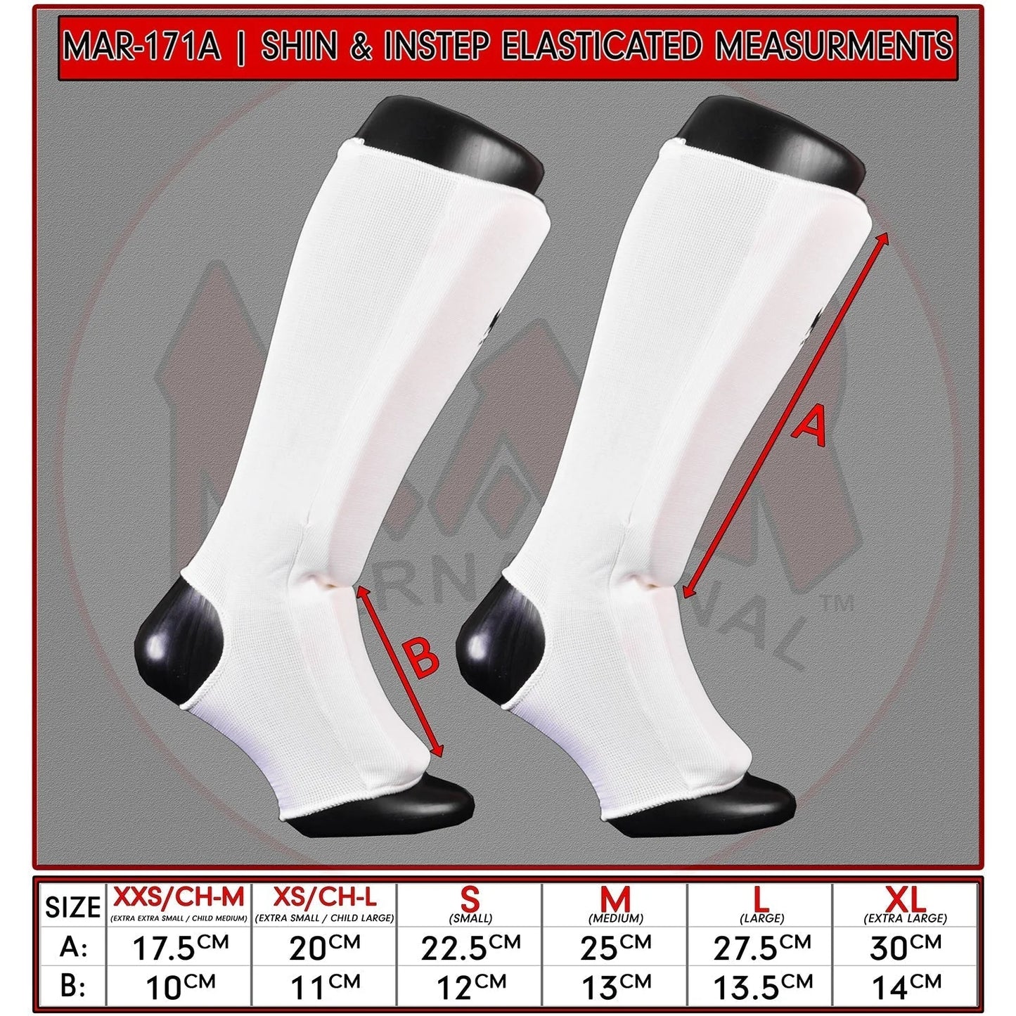 MAR-171A | White Elasticated Fabric Shin & Instep Guard - Small Accessories