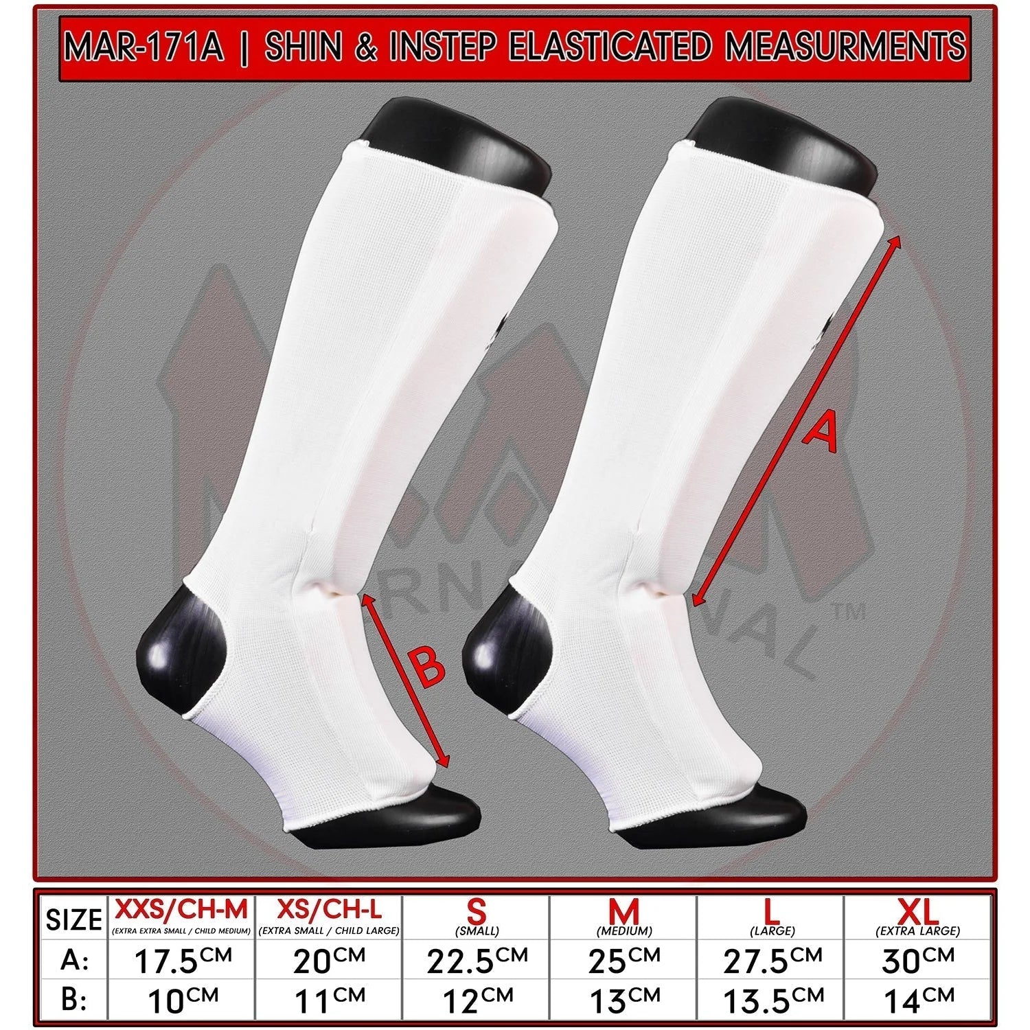MAR-171A | White Elasticated Fabric Shin & Instep Guard - Small Accessories