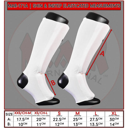 MAR-171A | White Elasticated Fabric Shin & Instep Guard - Small Accessories