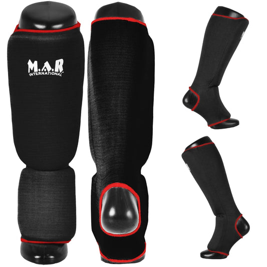 MAR-171B | Black Elasticated Fabric Shin & Instep Guard - Small Accessories