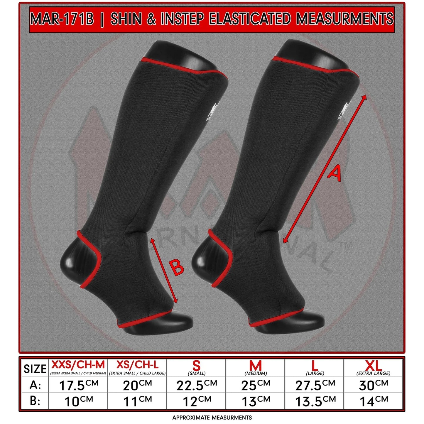 MAR-171B | Black Elasticated Fabric Shin & Instep Guard - Small Accessories