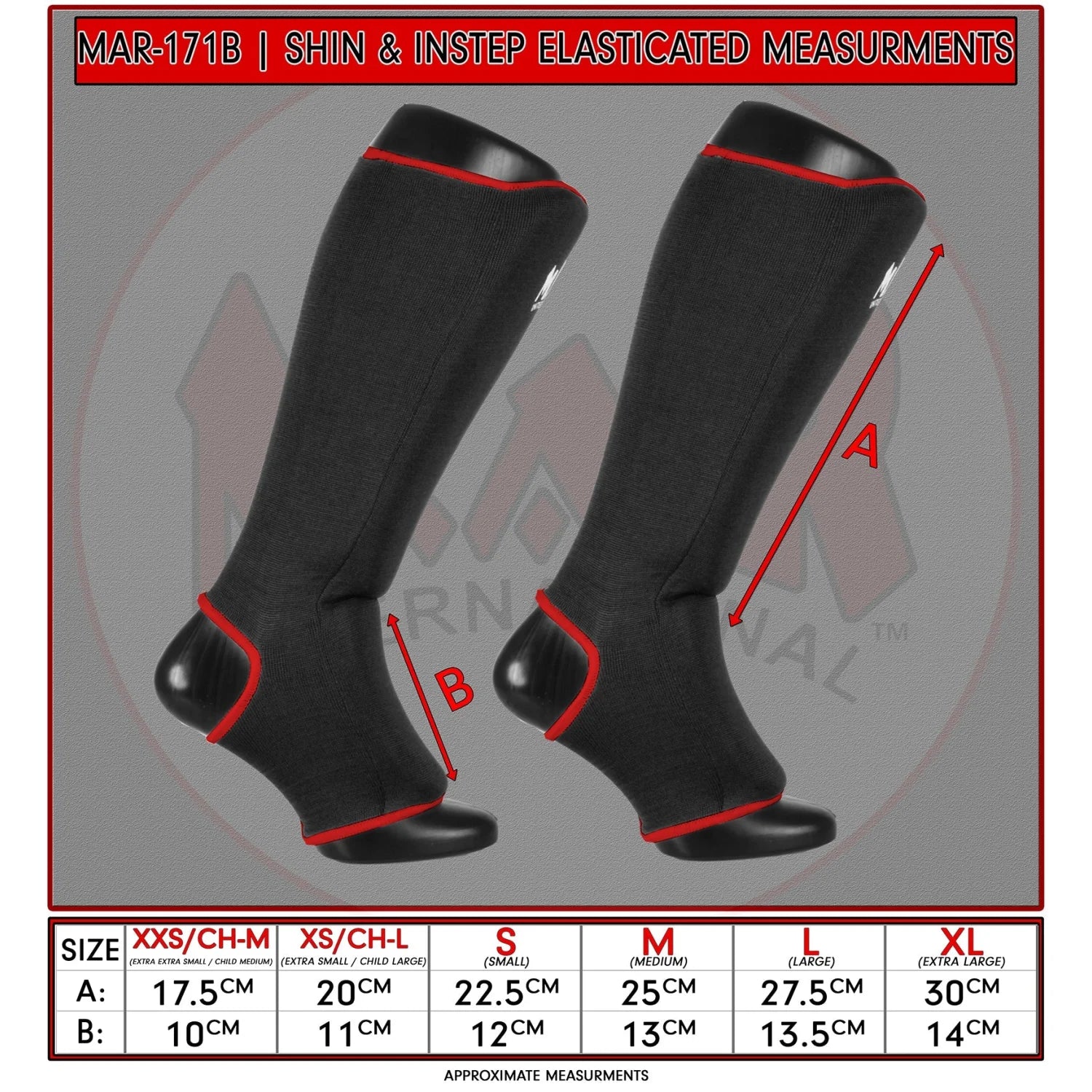 MAR-171B | Black Elasticated Fabric Shin & Instep Guard - Small Accessories